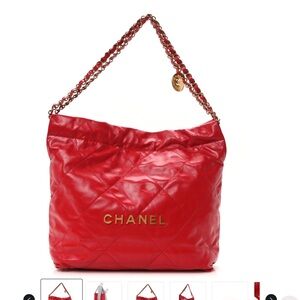Chanel Shiny Calfskin Quilted Small Chanel 22 Red bag